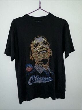 barack obama sparkly bedazzled promotional campaign tee